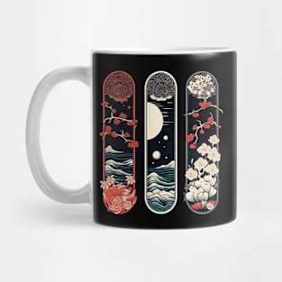 Japanese Inspired Panels | Japanese Waves and Flowers Mug